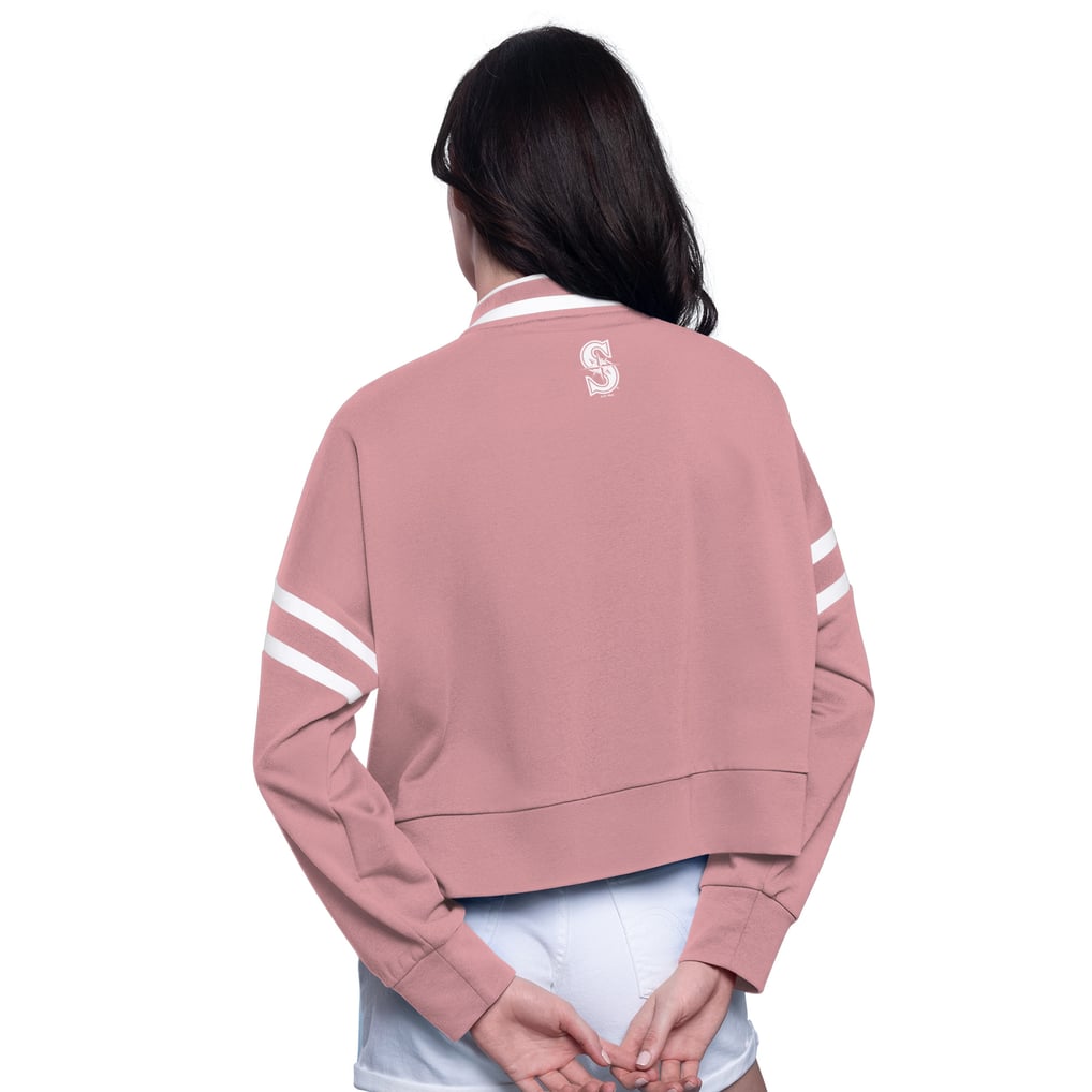  Seattle Mariners Starter Women's Power Play Cropped Pullover Sweatshirt - Pink